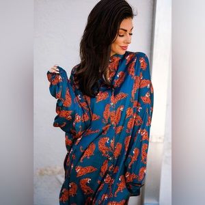 NWT LALA ORIGINAL DESIGN: Lala Satin Playsuit in Wild Woman